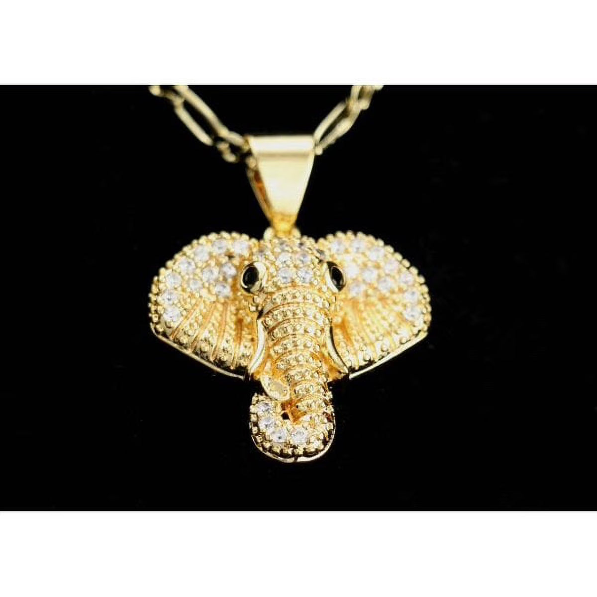 14K Bonded Gold Figaro Chain Necklace with Thai Elephant Charm R821