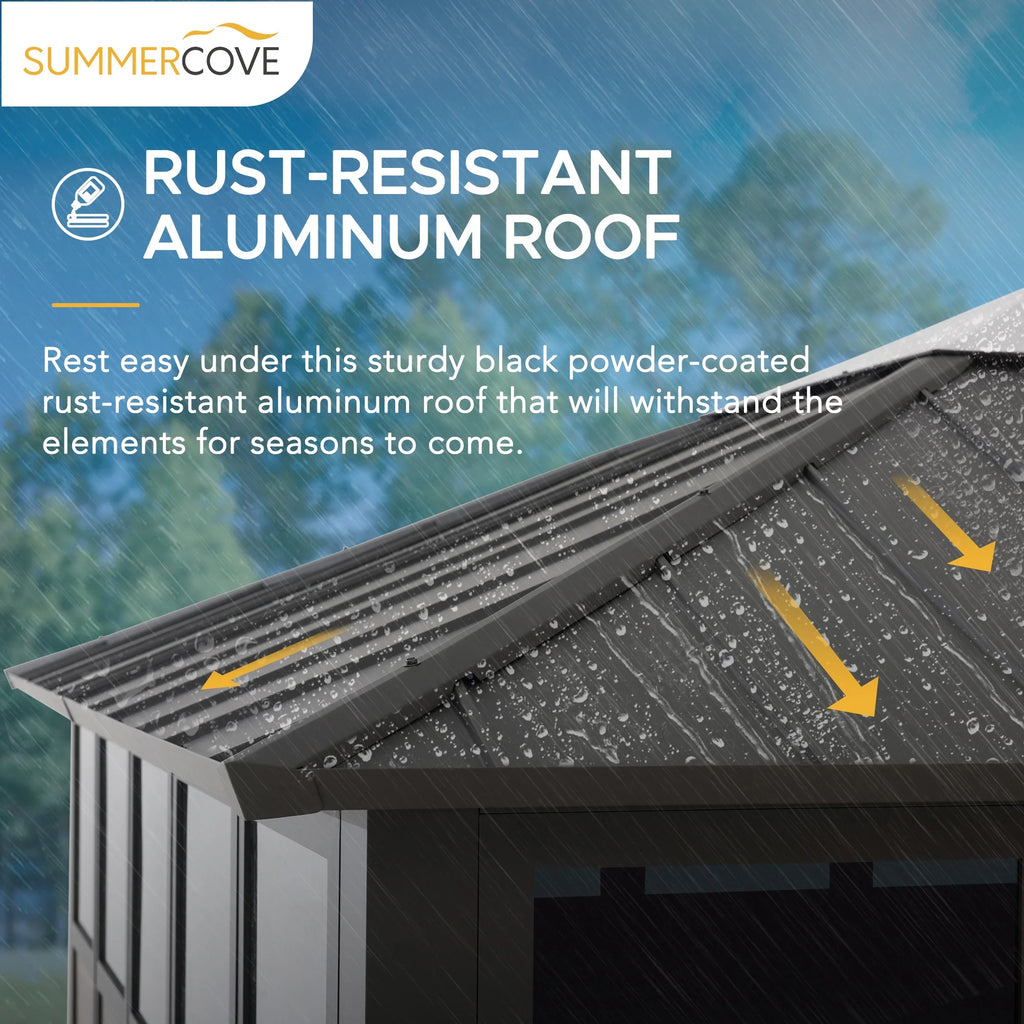 Black Hardtop Outdoor Aluminum Sunroom P90878