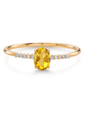 10K Yellow Gold Oval Citrine and White Lab Grown Diamond Engagement Ring C282