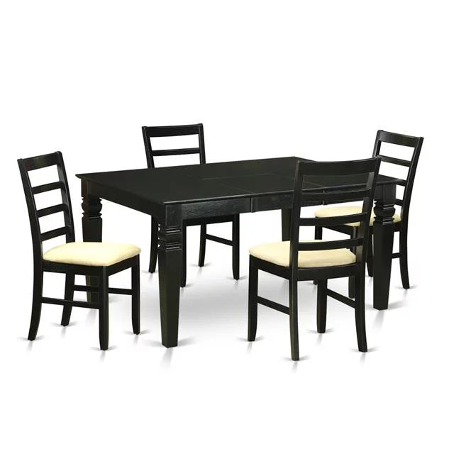 Black 5 Piece Microfiber Kitchen Table Set S70196