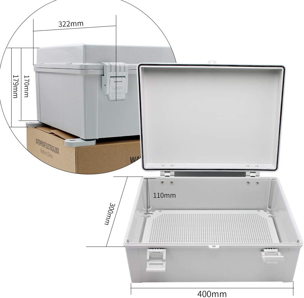 Outdoor Electrical Box with Internal Mounting Panel, Hinged Cover, Plastic N3810