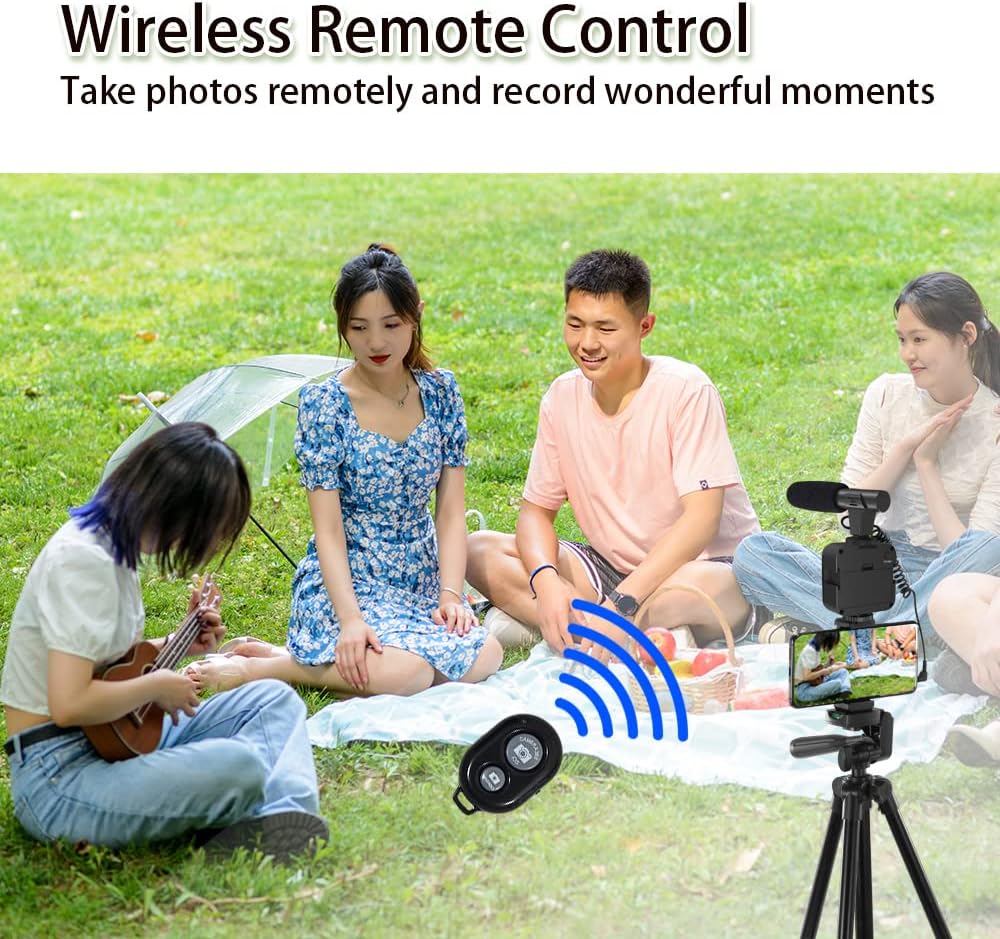 Vlogging Kit with Microphone, Remote Control, Fill-in Light, 15-50" Extendable Tripod Stand, Pack of 2 P795942