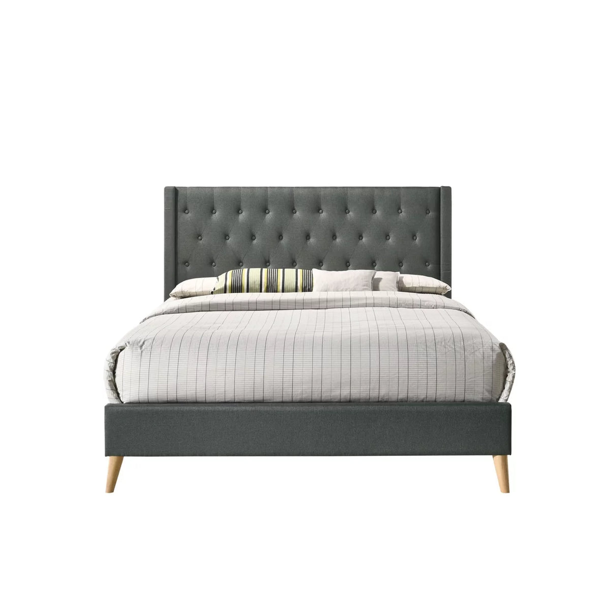 Gray Full Tufted Panel Bed Y578623