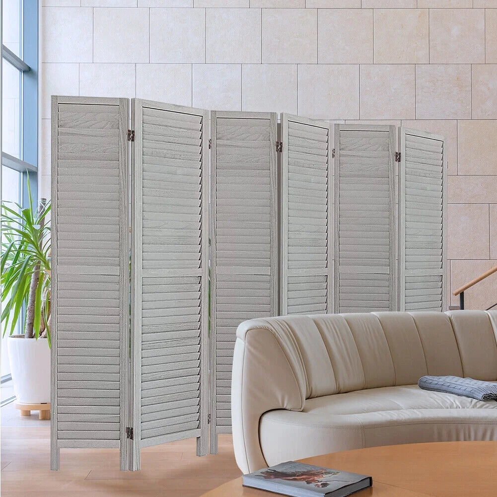 6 Panel Gray Wood Room Divider J821