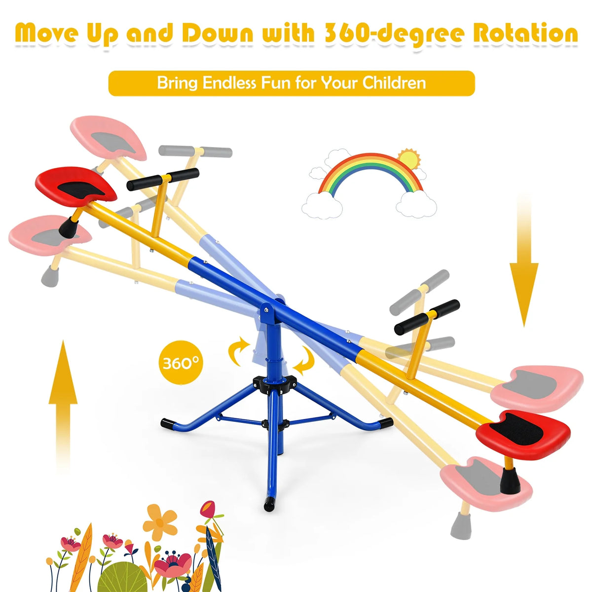 Kids Seesaw Swivel Teeter Totter Playground Equipment 360° Rotation O469