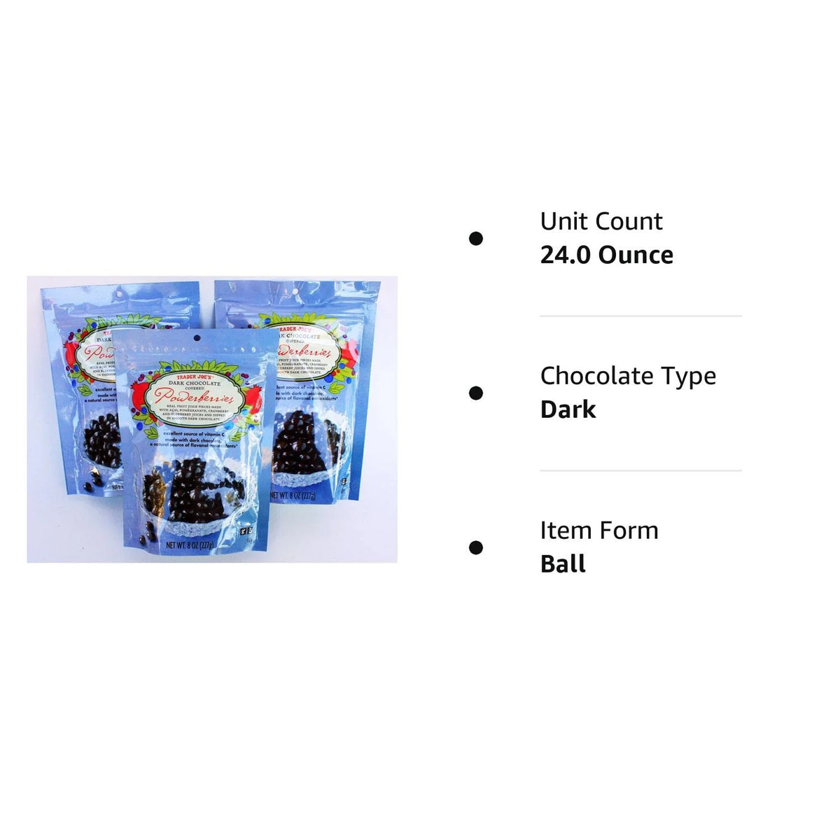 Dark Chocolate Covered Powerberries With Acai, Pomegranate, Cranberry And Blueberry Pack Of 3 L944301