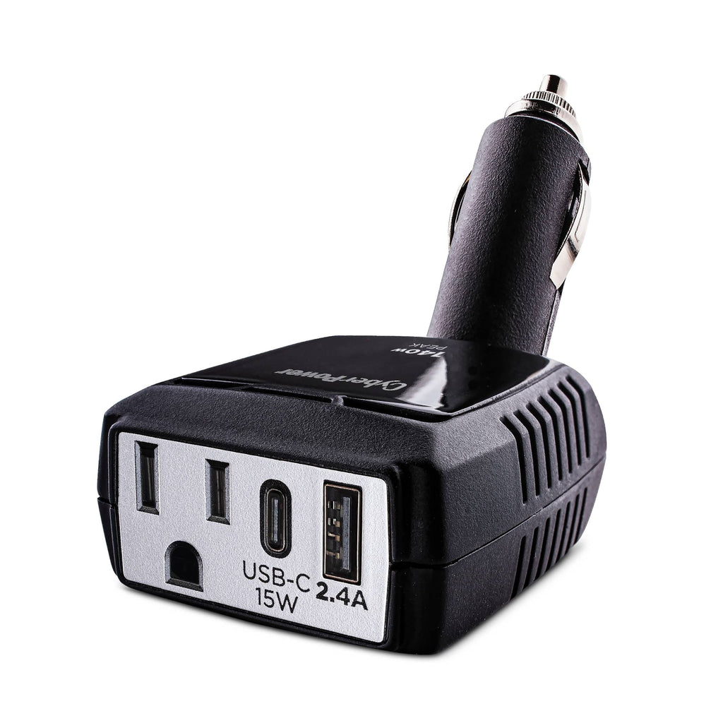 1 Outlet 140 Watt Power Inverter with USB-C & USB-A Port D7881