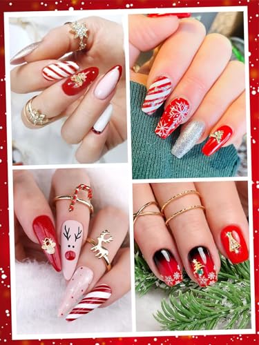 12PCS Christmas 3D Nail Charms Zircon Rhinestones Metal Nail Art Gems K342