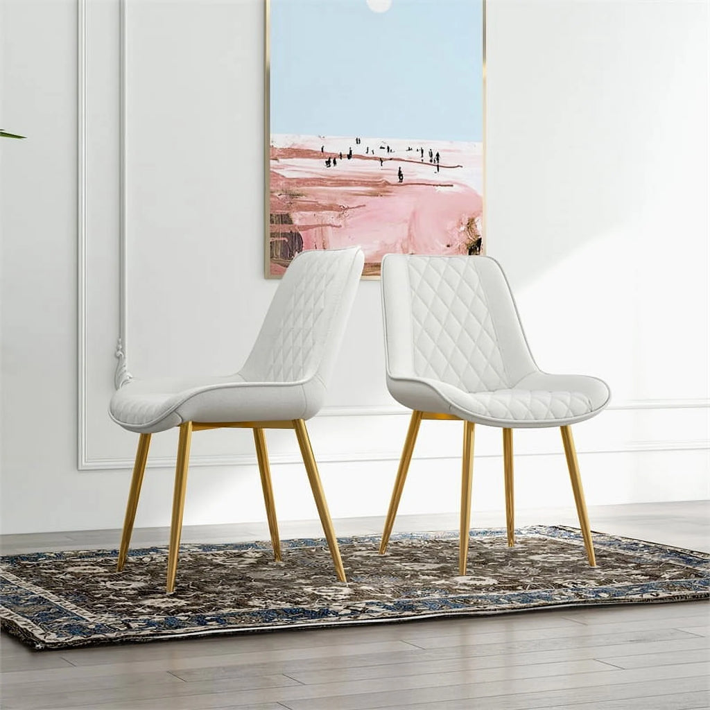 Cream Boucle Fabric Dining Chair Set of 2 Y57041