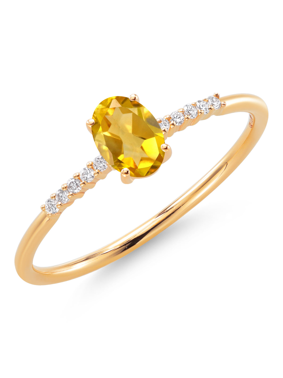 10K Yellow Gold Oval Citrine and White Lab Grown Diamond Engagement Ring C282
