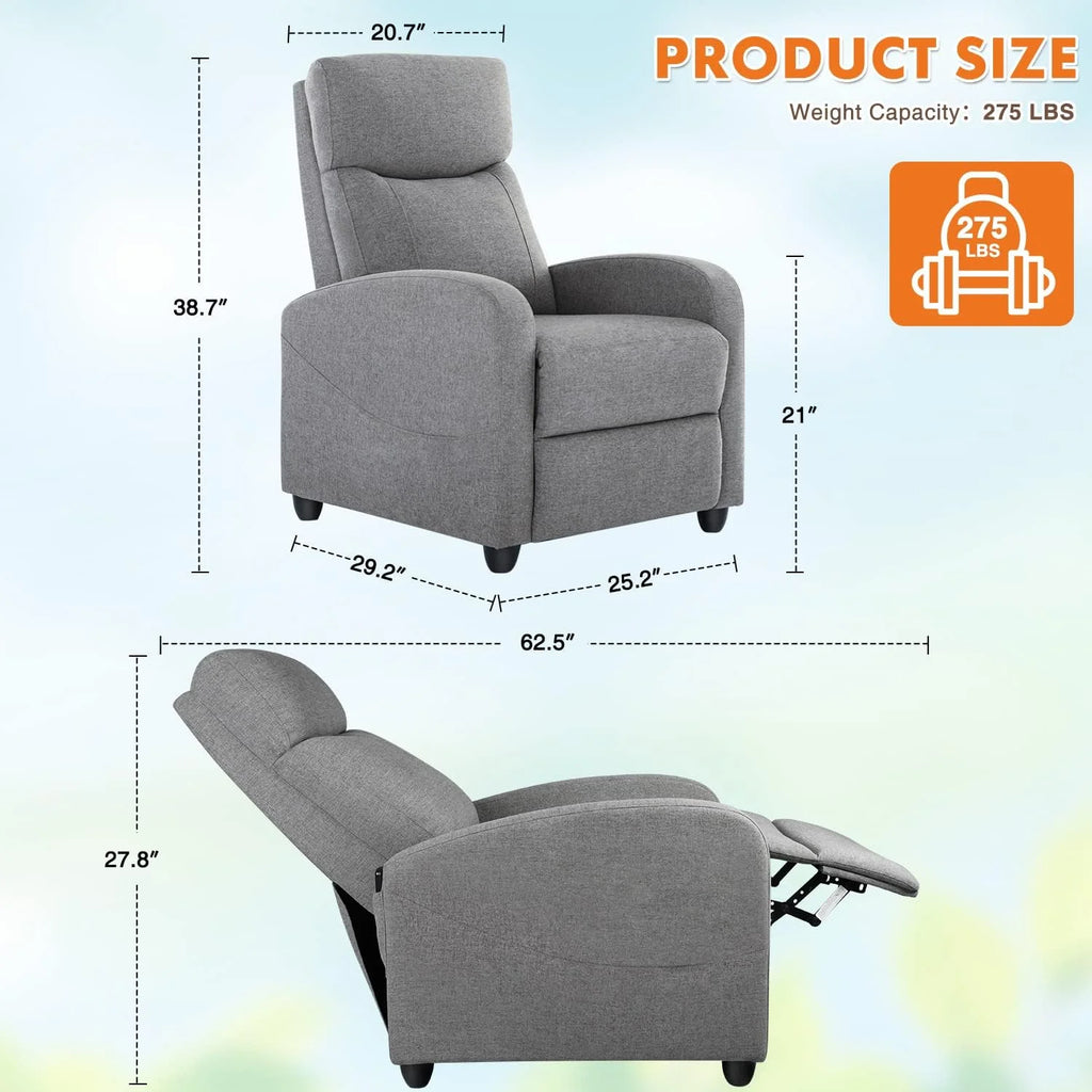 PU Leather Recliner Chair with Lumbar Support B469511