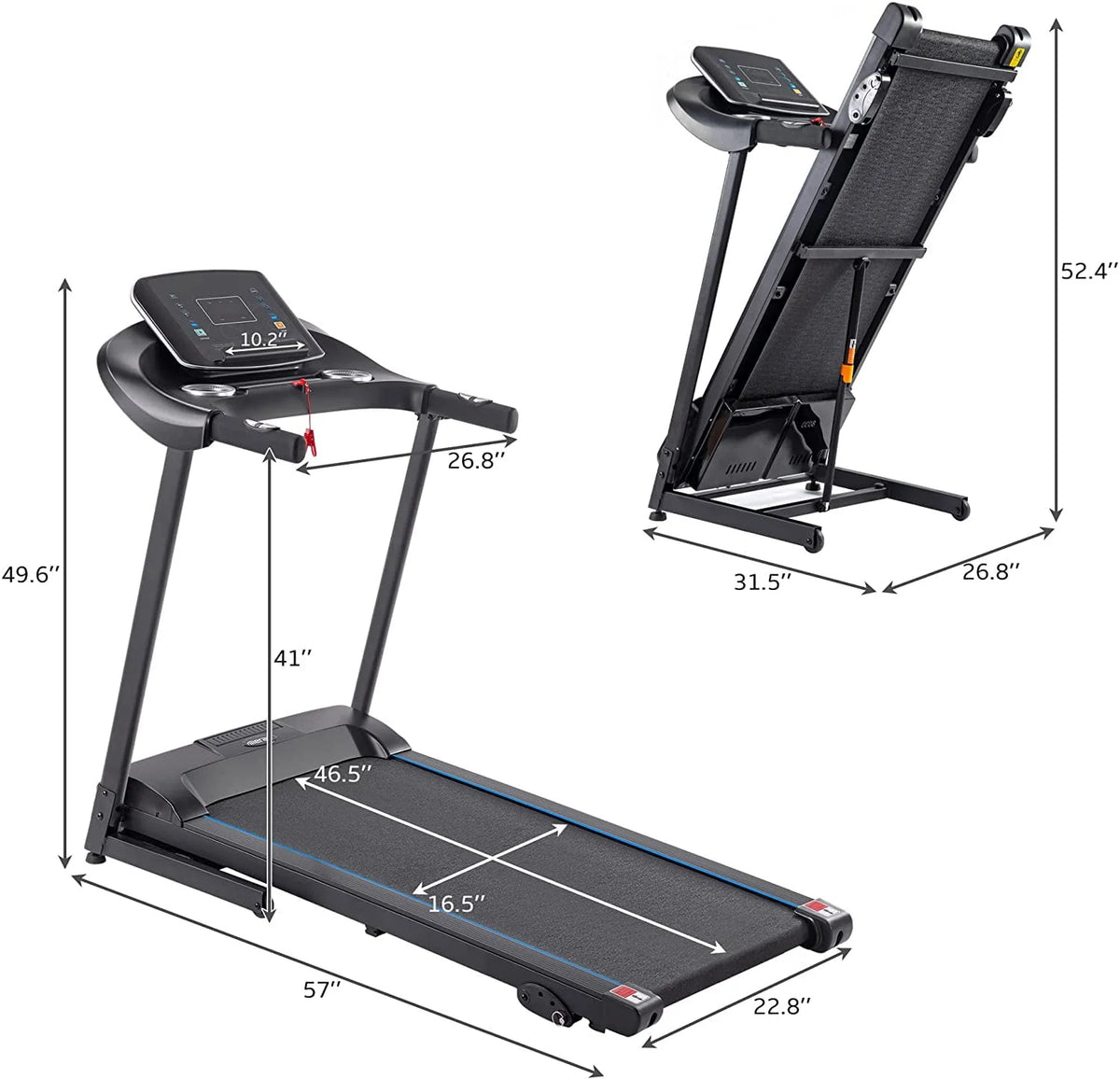 3.5HP Foldable Electric Treadmill with Incline C62495