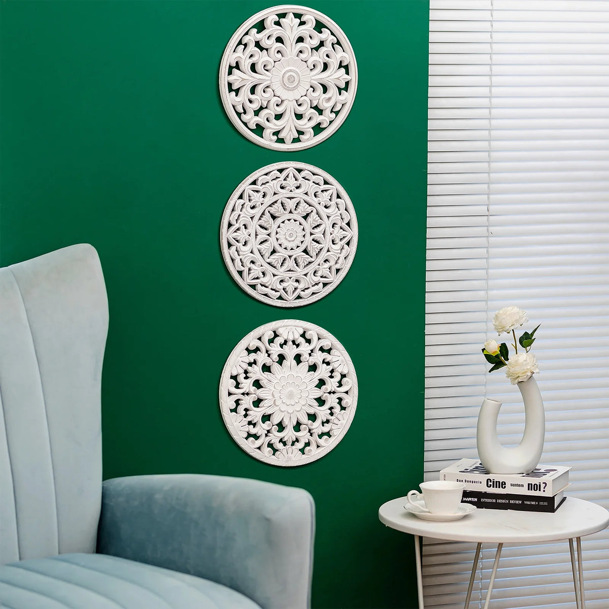 Wooden Wall Art Rustic Wall Decor Set of 3 E373166