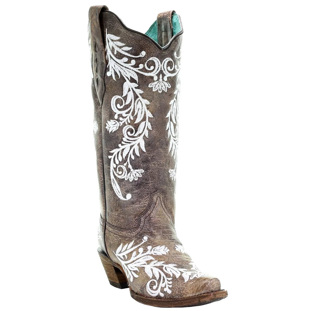 Glow In The Dark Studded Snip Toe Knee High Dress Boots M634