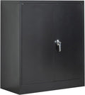 Metal Storage Cabinet with 2 Shelves and 2 Doors, Steel Locking Cabinet, 36.2 H x 31.5 W x 15.7 D (Black) U41164