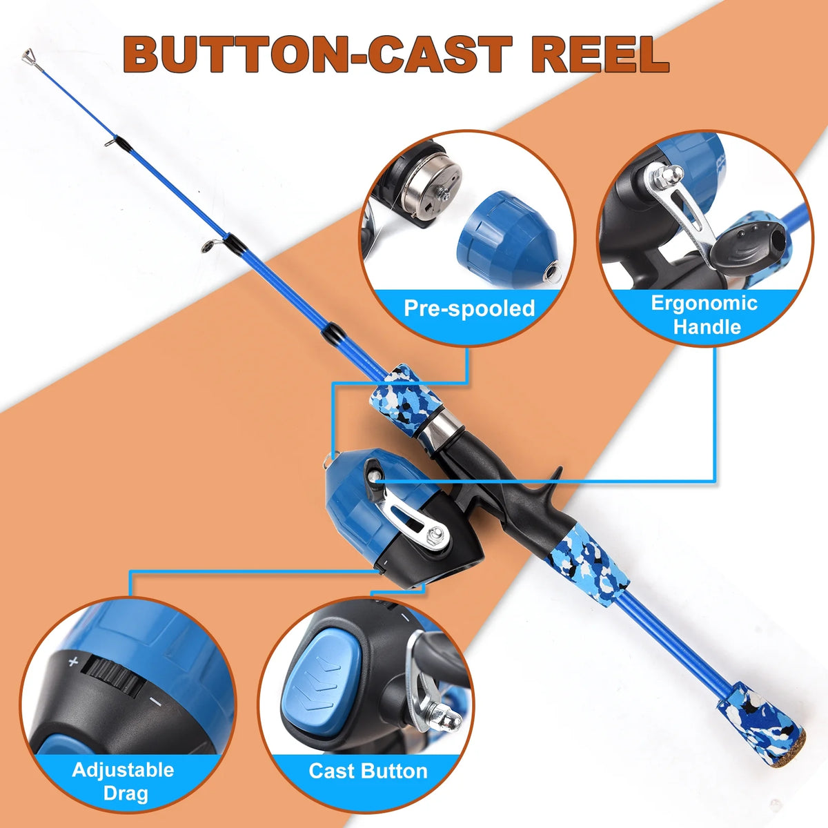 Kids Fishing Rod and Reel Combo 1.2m/1.5m Telescopic Casting Rod with Spincast Reel and Carry Bag Q8240