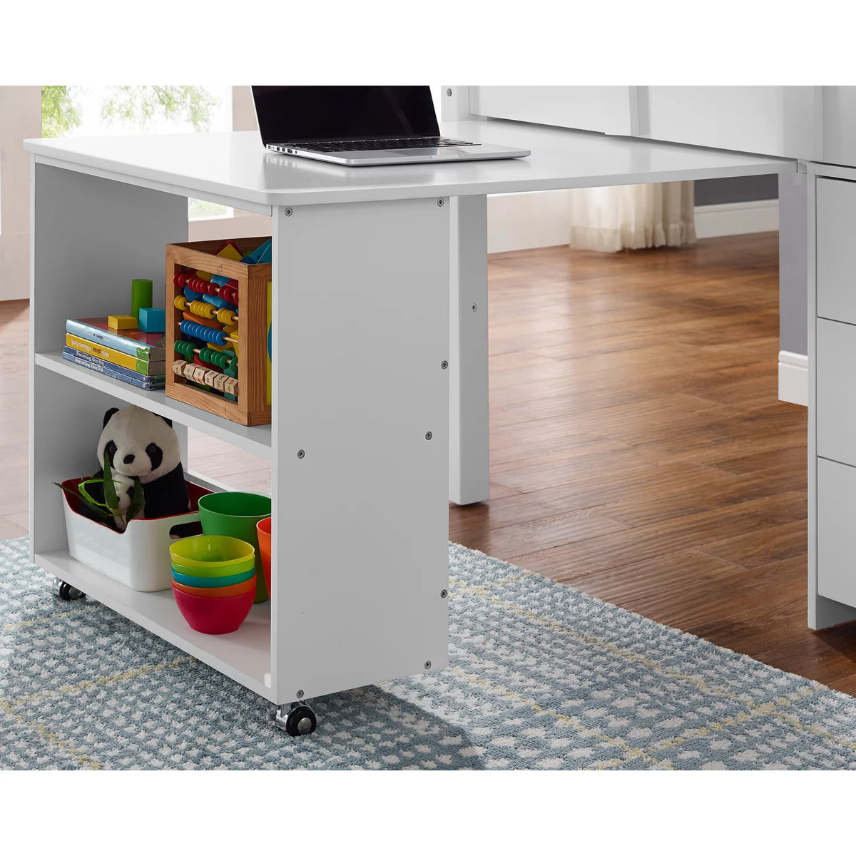 Twin Low Loft Bed with Desk, White T124473