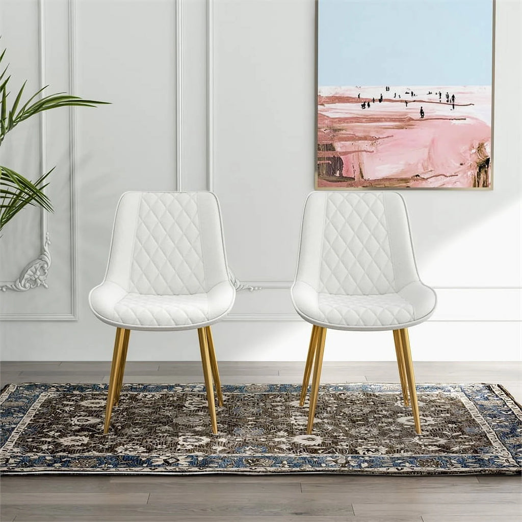 Cream Boucle Fabric Dining Chair Set of 2 Y57041