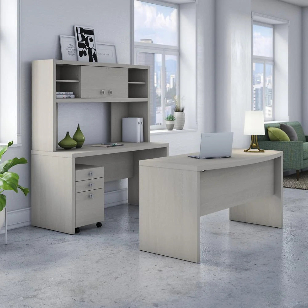 Gray Sand Desk and Credenza with Drawers O448226