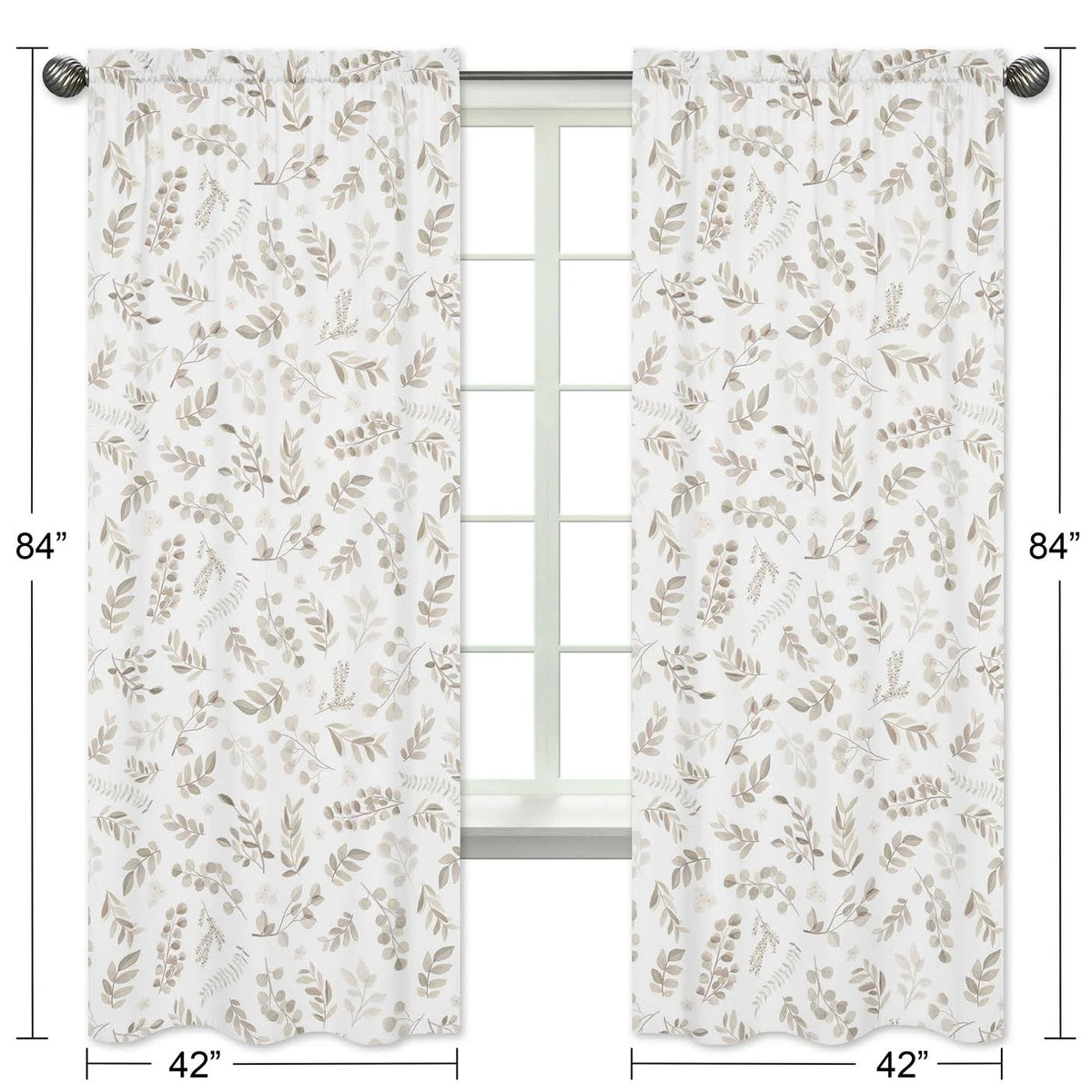 Botanical Taupe Window Panels, Set of 2 Q55766