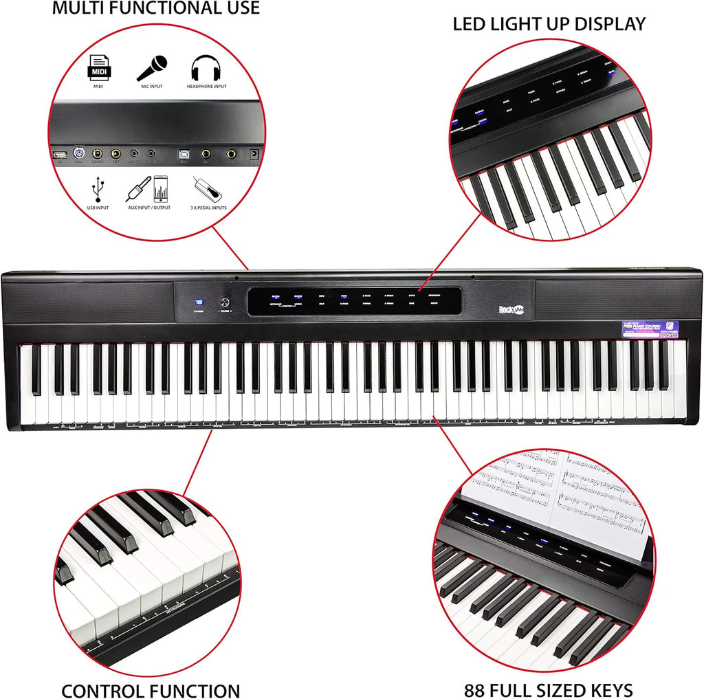 88-Key Semi-Weighted Digital Piano, Black Z559558