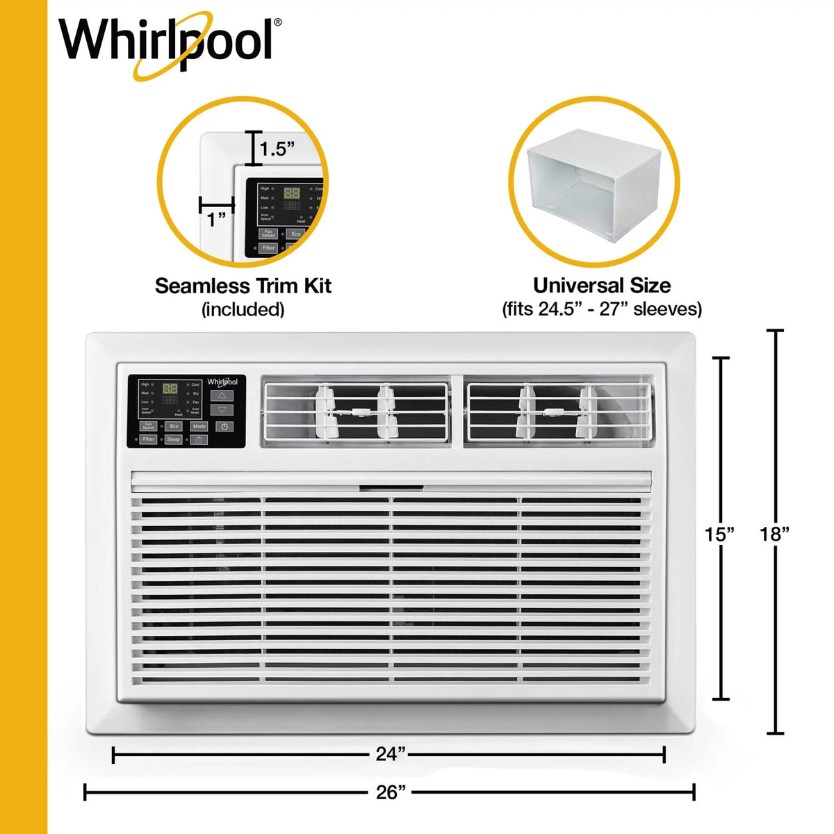 8000 BTU 115-Volt Wall Air Conditioner with Remote, White K13422