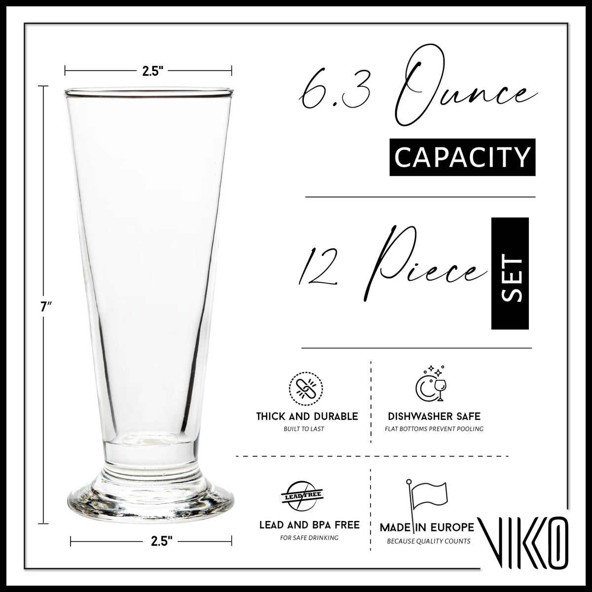 6.3 Ounce Clear Glass Smoothie Glasses Set of 12 K96328