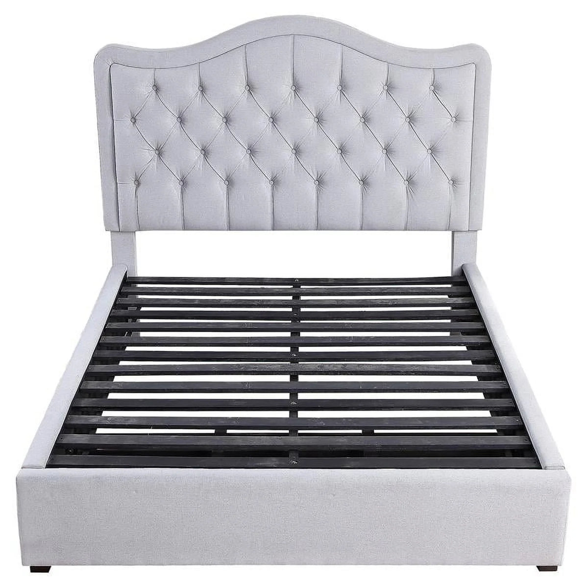 Gray Fabric Eastern King Platform Bed with Storage Drawer Z324