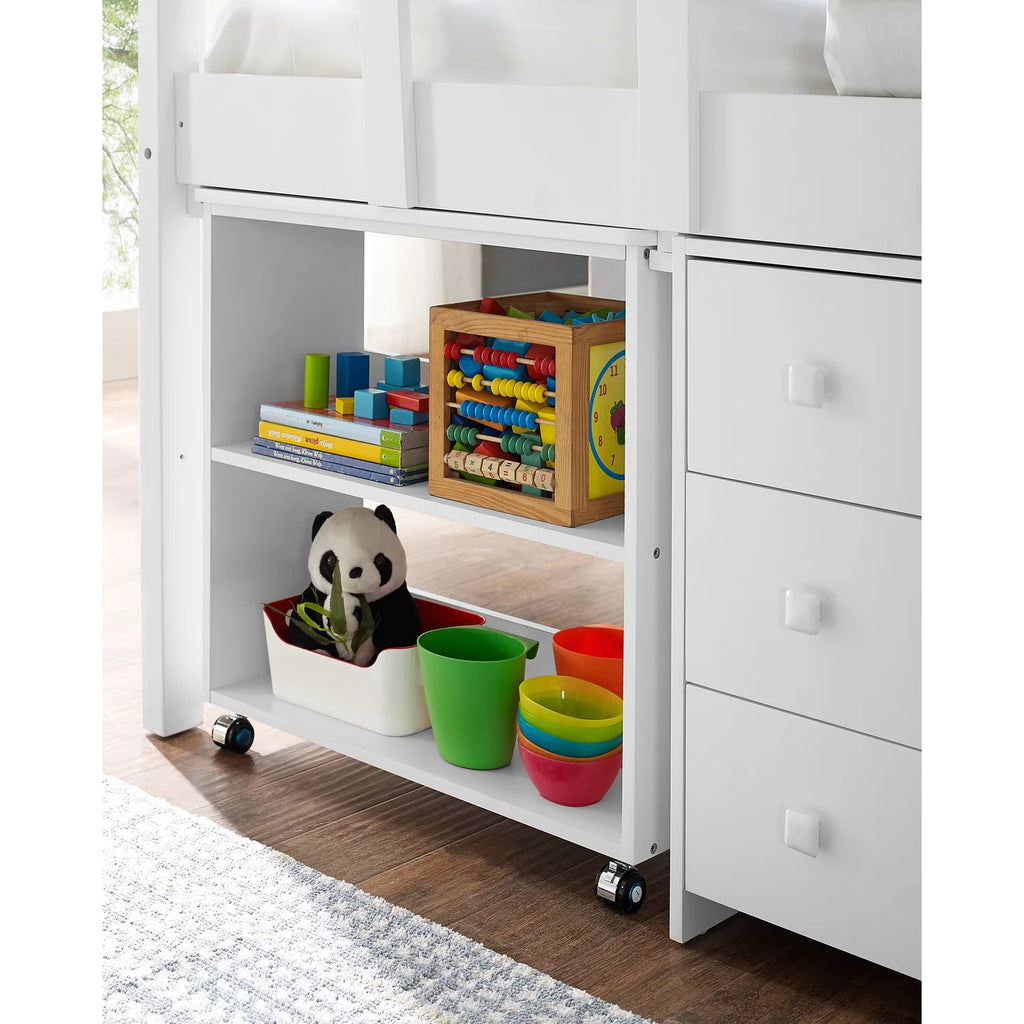 Twin Low Loft Bed with Desk, White T124473