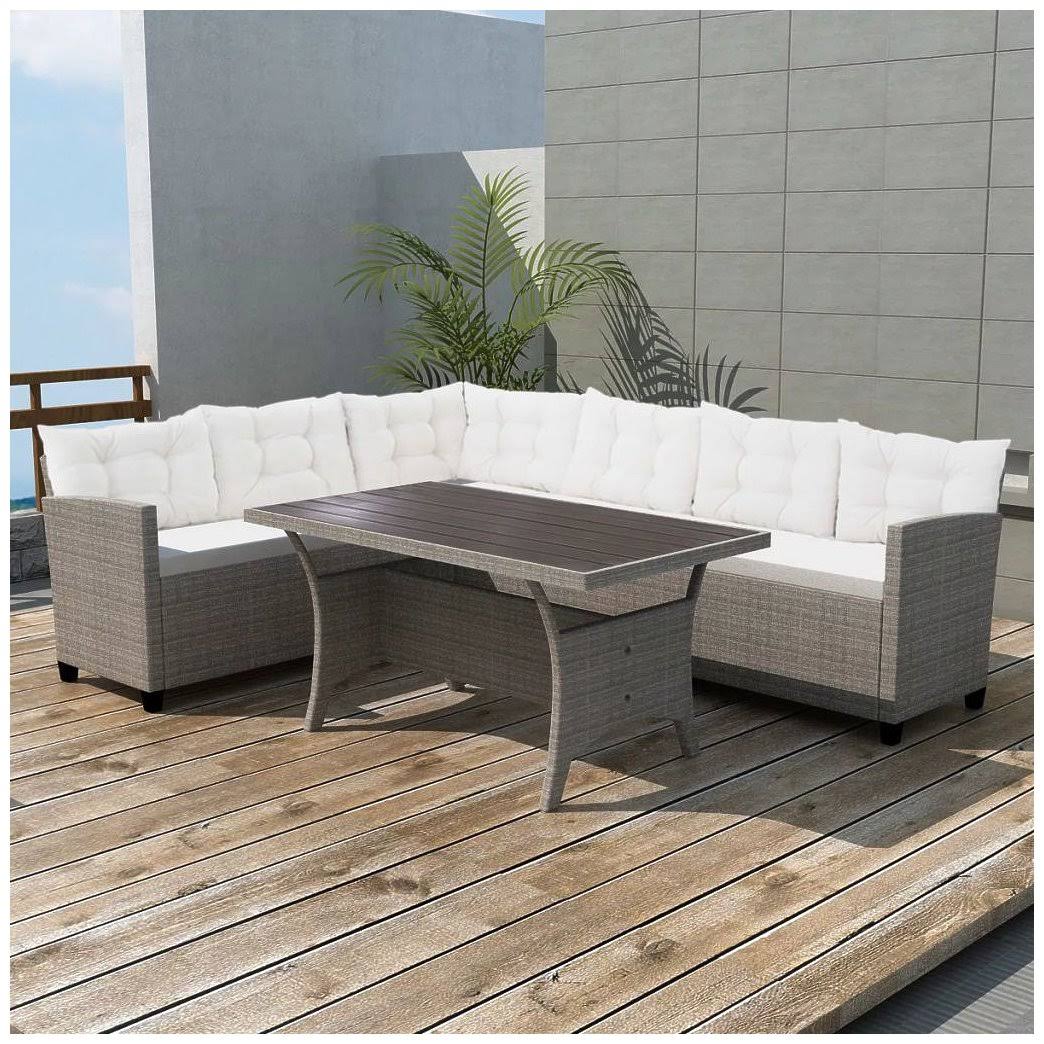 Gray Poly Rattan Garden Corner Sofa Set 12 Piece K412941