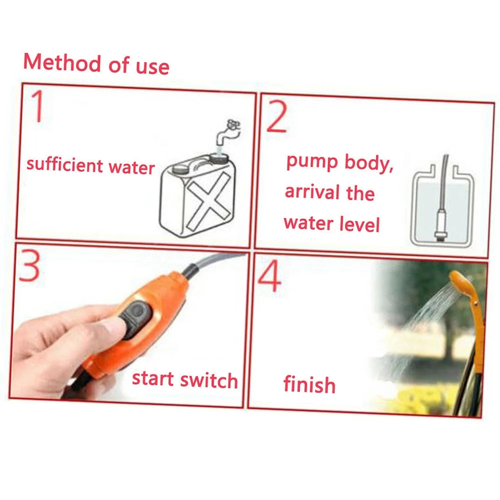 Portable Shower Kit with Pump, 6 Meter Cable, Max 2.5L Per Minute O42303