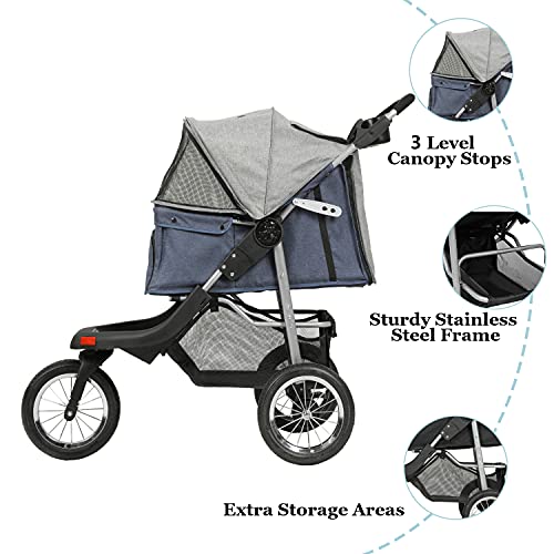 Heavy Duty Foldable Dog Stroller Black Red P514565