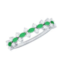 Marquise Emerald Ring with Diamond, 925 Sterling Silver M53263