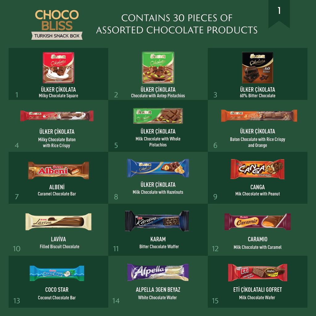 International Snack Box, 30 Full-Size Chocolate Assortment Bars E40036