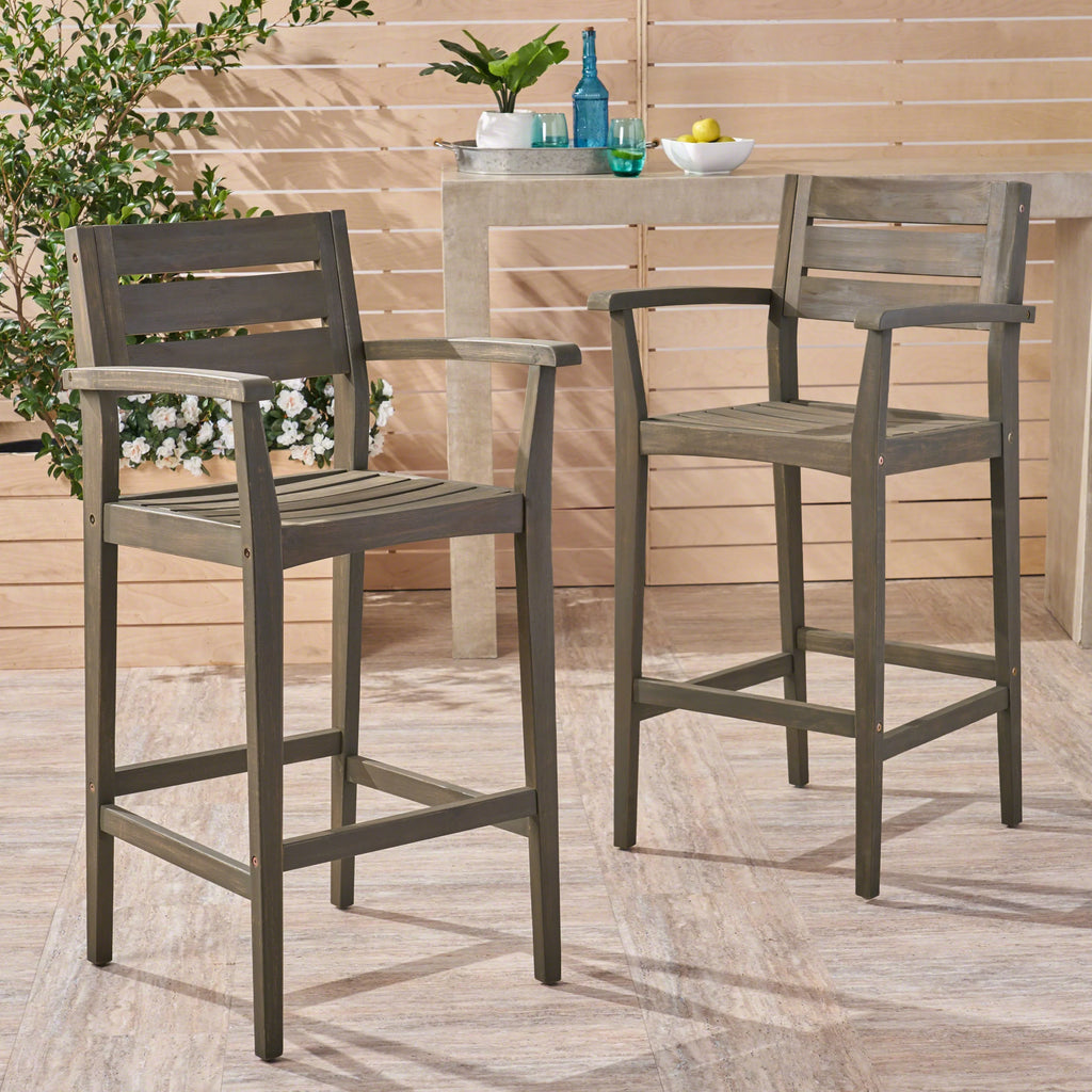 Acacia Wood Barstool Set of 2 P8977
