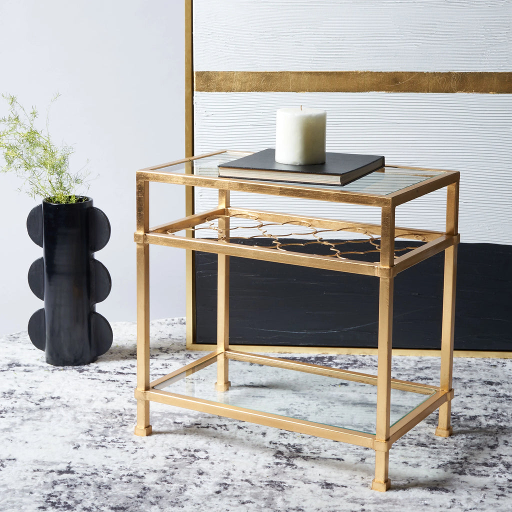 Glass Top Metal End Table H16109
