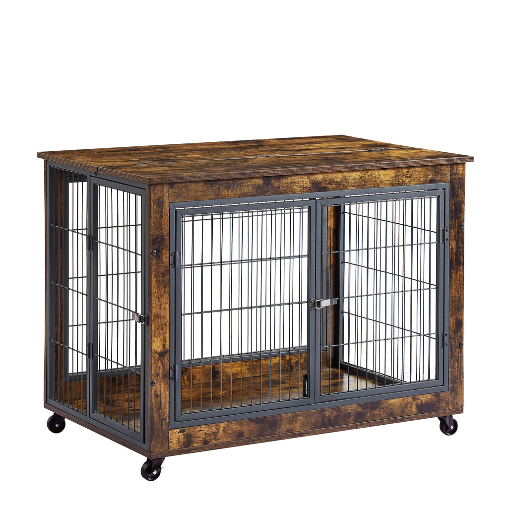 Wooden Dog Crate with Double Doors and Lift Top A927