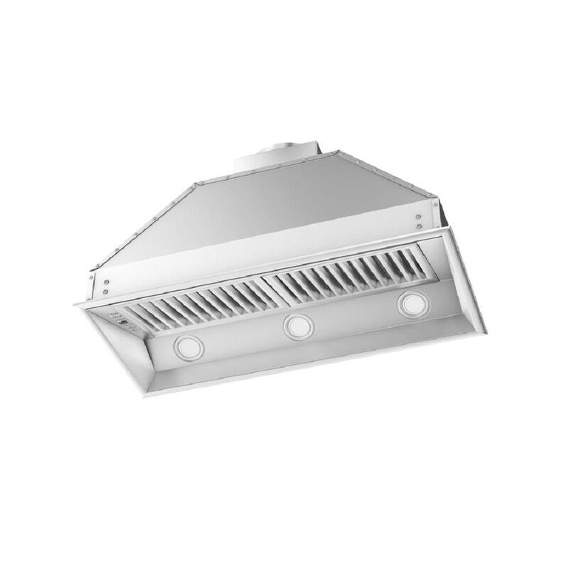 34 in. 700 CFM Ducted Range Hood Insert with Remote Blower in Stainless Steel Y736