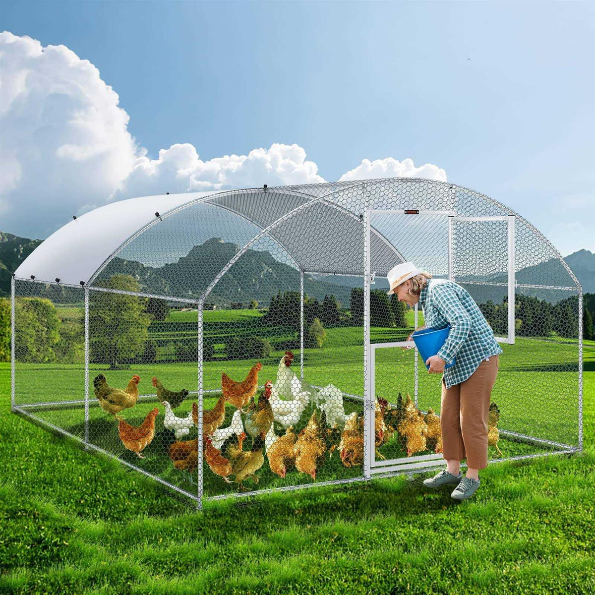 Large Metal Chicken Coop with Run U31347