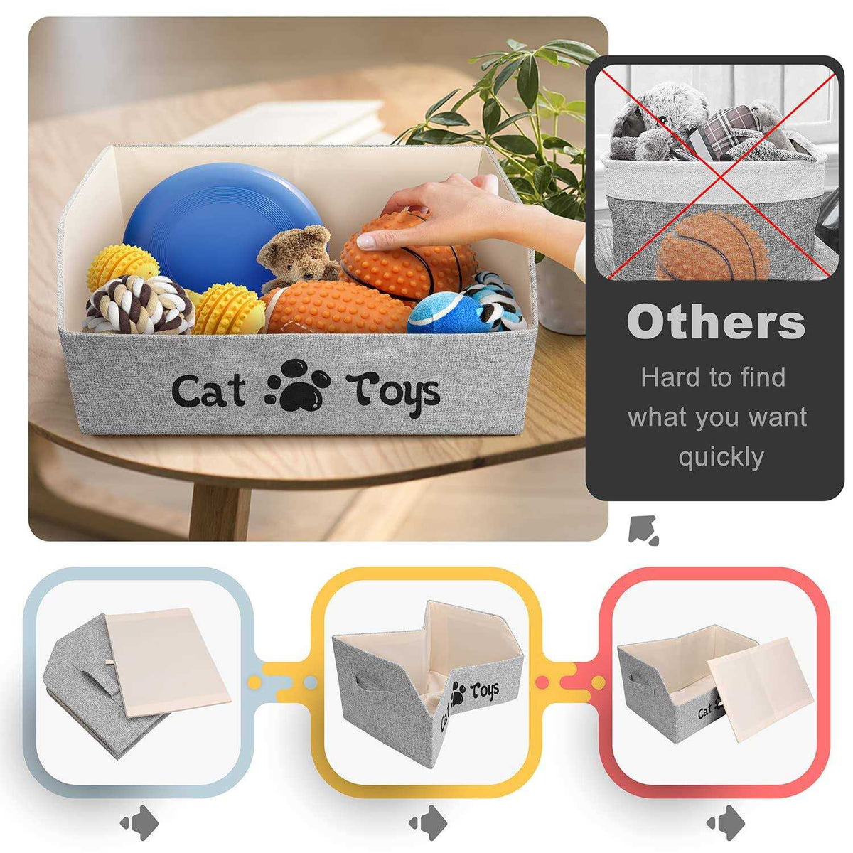 Large Foldable Cat Toy Storage Basket H667