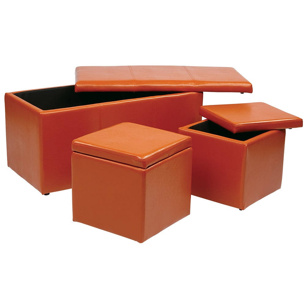 Purple Vinyl Ottoman Set R37033
