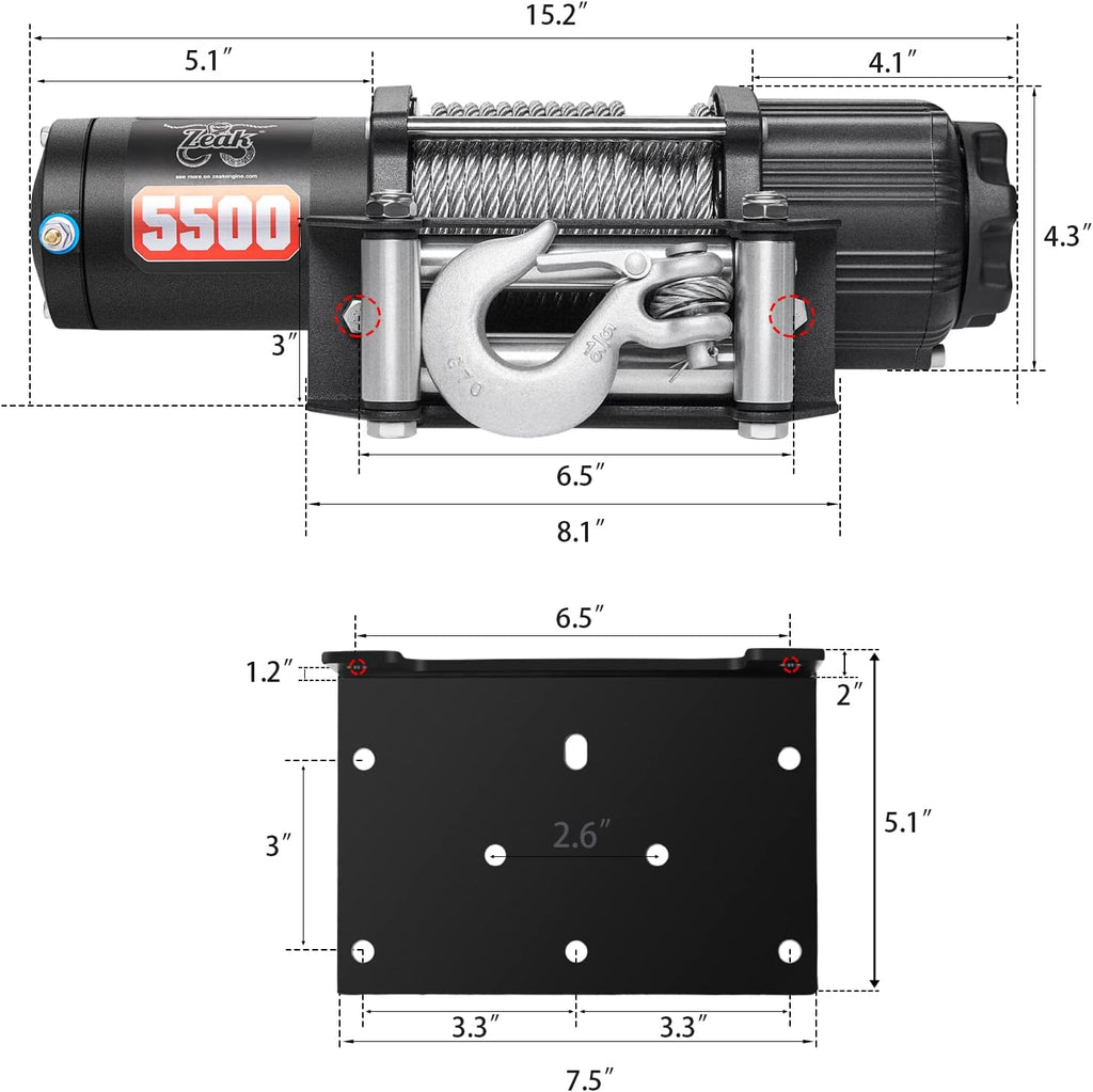 5500 lb. Electric Winch with Galvanized Steel Rope and Remote J564728