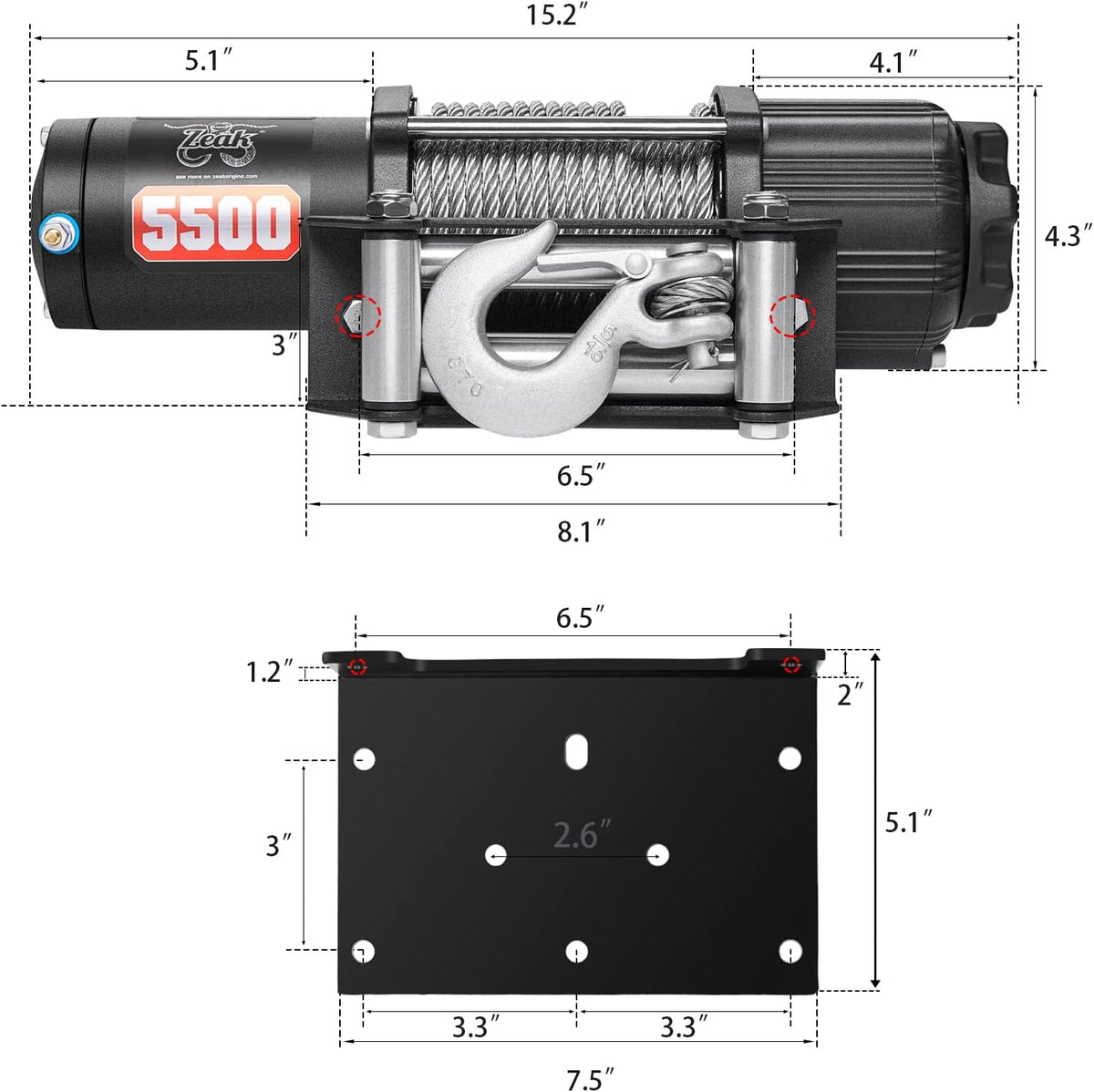 5500 lb. Electric Winch with Galvanized Steel Rope and Remote J564728