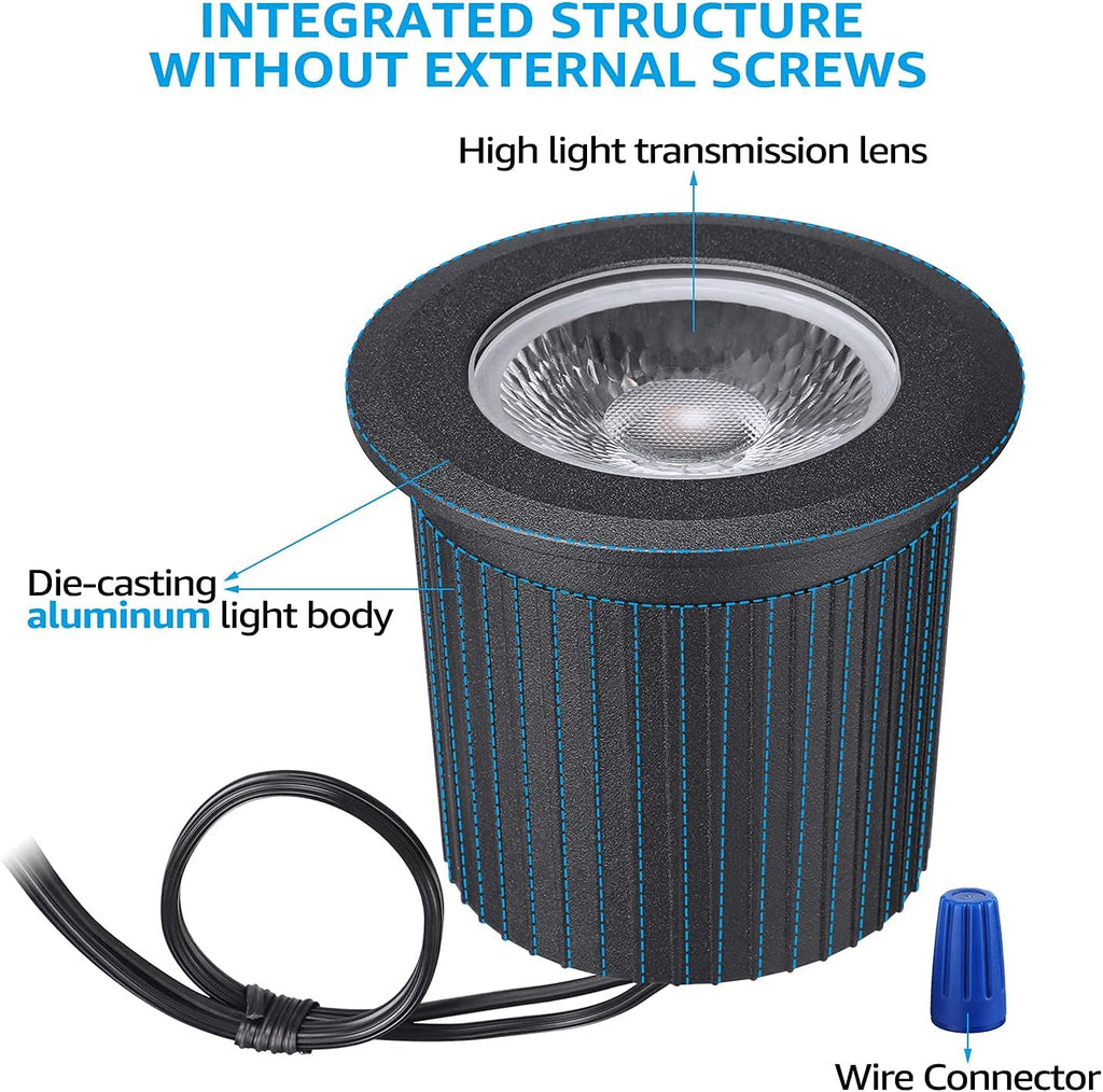 Pack of 6 7W 12V LED Aluminum In-Ground Well Light A9618
