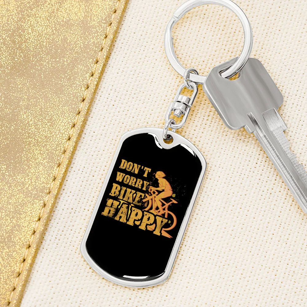 Stainless Steel or 18k Gold Swivel Dog Tag Keychain O4181