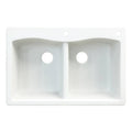 White Double-Basin Granite Drop-In 2-Hole Kitchen Sink N9445