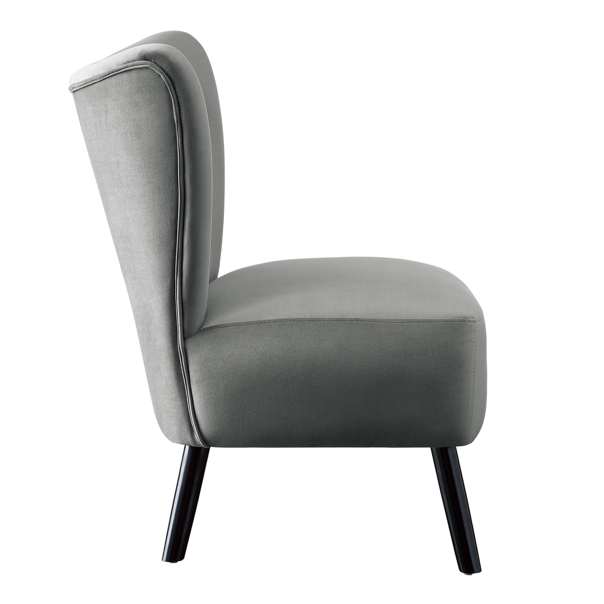 Gray Velvet Button-Tufted Accent Chair with Wood Legs M797