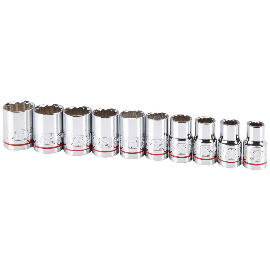 1/2 in. Drive SAE Chrome Socket Set, 10-Piece P51748