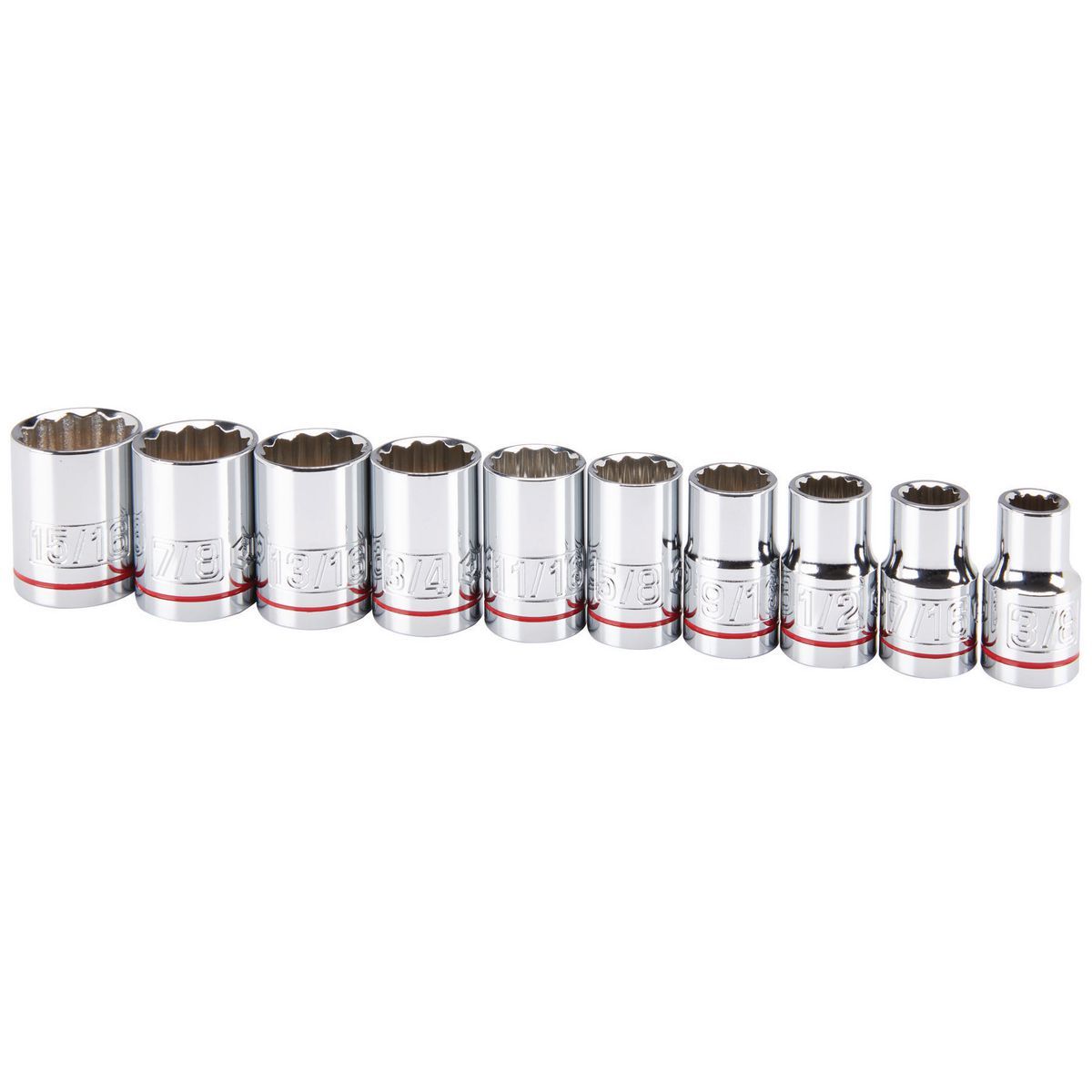 1/2 in. Drive SAE Chrome Socket Set, 10-Piece P51748